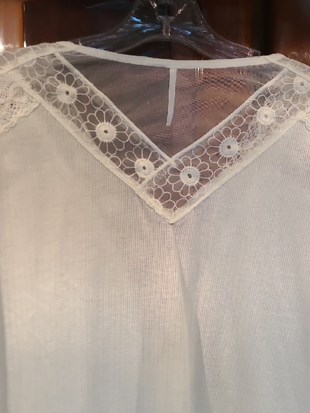 Free People Cream Lace-Trim Long Sleeve Tee - Picture 14 of 14